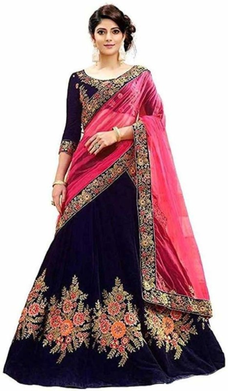 Embroidered Semi Stitched Lehenga Choli Price in India