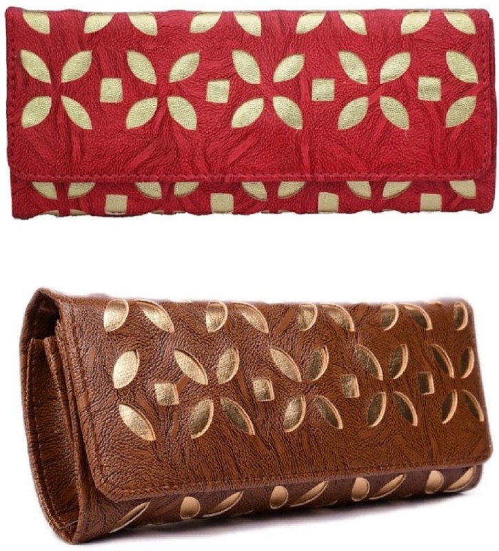Casual Brown, Red  Clutch Price in India