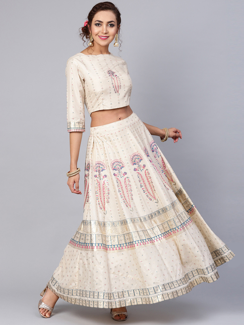 Juniper Ivory Printed Lehenga Choli Set Price in India