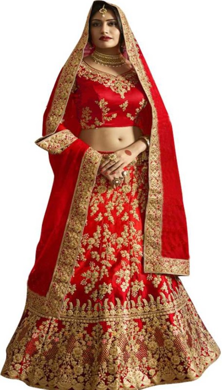 Embroidered Semi Stitched Lehenga Choli Price in India