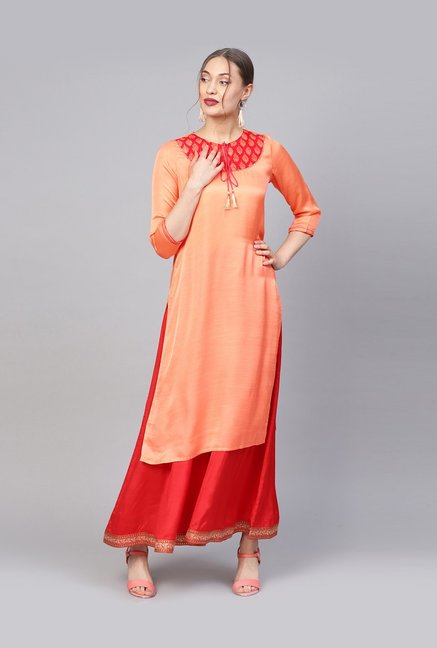 Jaipur Kurti Orange Straight Kurti Price in India