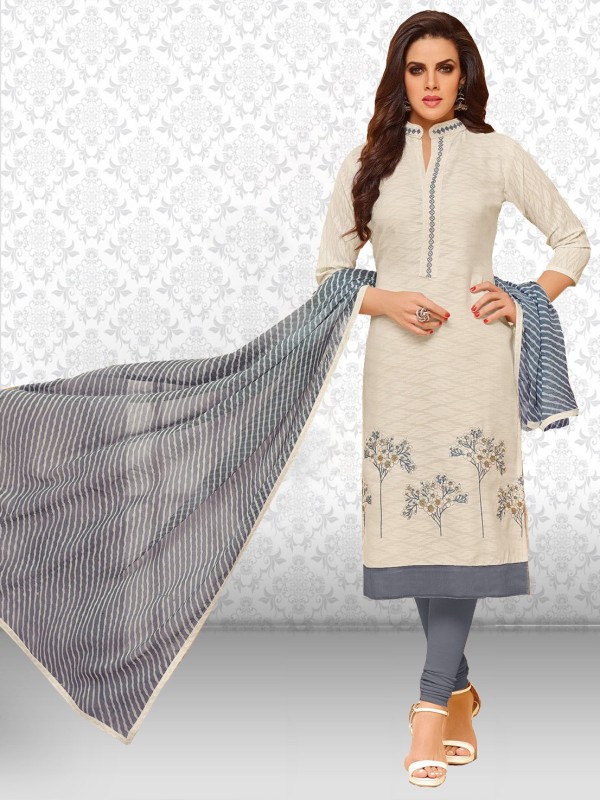 Divastri Polycotton Embroidered Kurta & Churidar Material Price in India