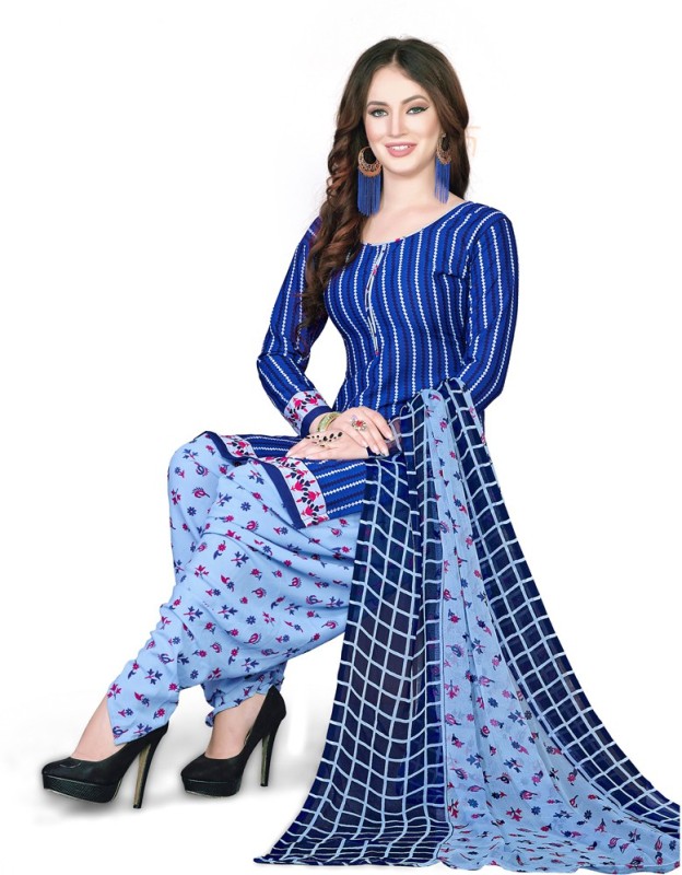 Saara Crepe Printed, Checkered Kurta & Churidar Material Price in India