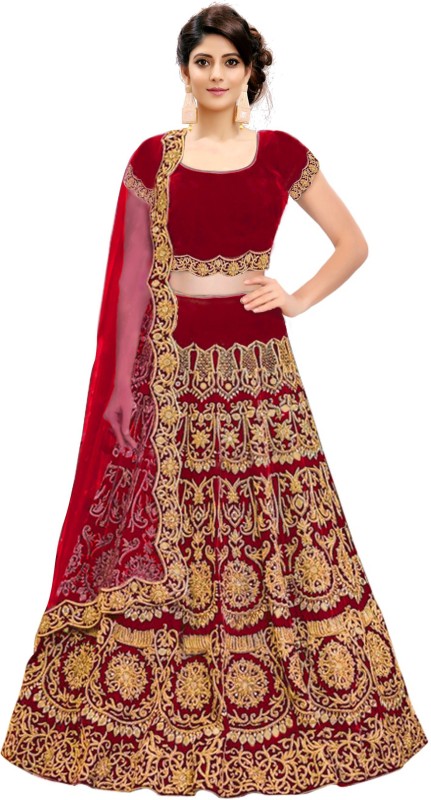 Embroidered Semi Stitched Lehenga Choli Price in India