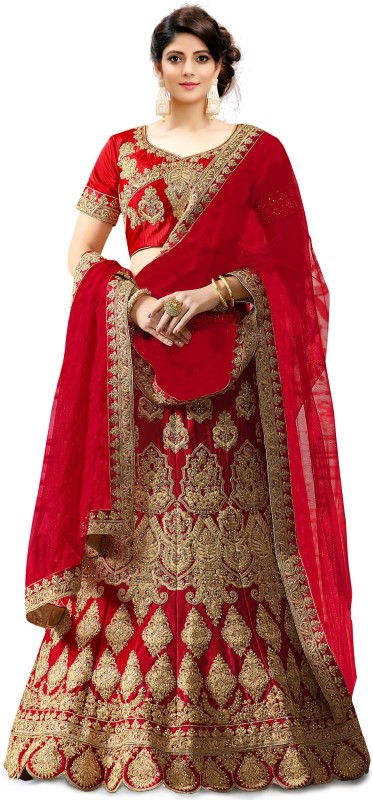 Embroidered Semi Stitched Lehenga Choli Price in India