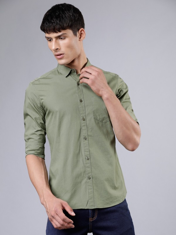 Men Solid Casual Spread Shirt Price in India