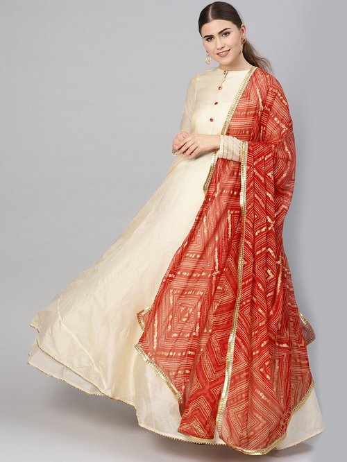 Inddus Beige Kurti Dupatta Set Price in India