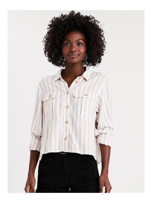 American Eagle Outfitters Beige Striped Shirt Price in India