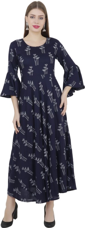 Women Printed Cambric A-line Kurta Price in India