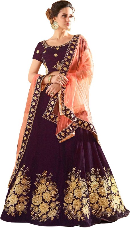 Embroidered Semi Stitched Lehenga Choli Price in India