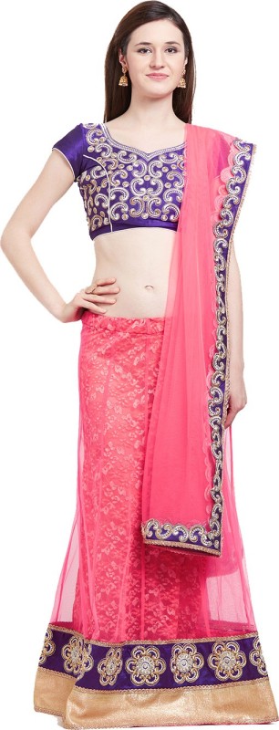 Embroidered Semi Stitched Lehenga Choli Price in India