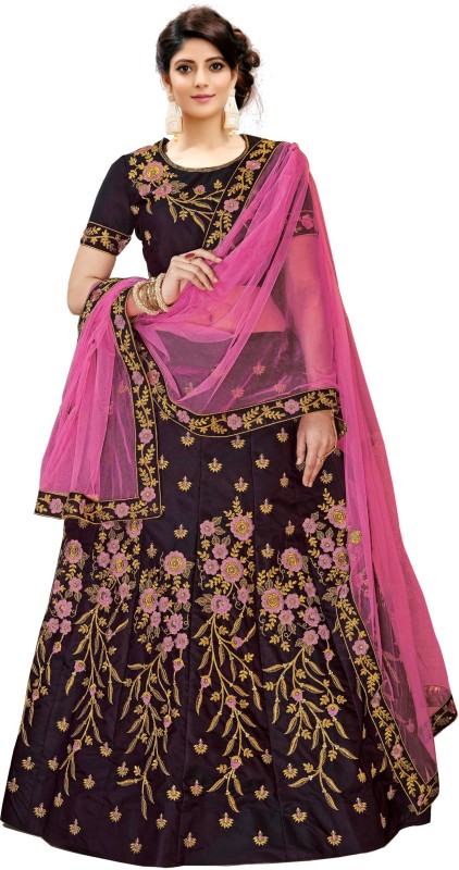 Embroidered Semi Stitched Lehenga Choli Price in India