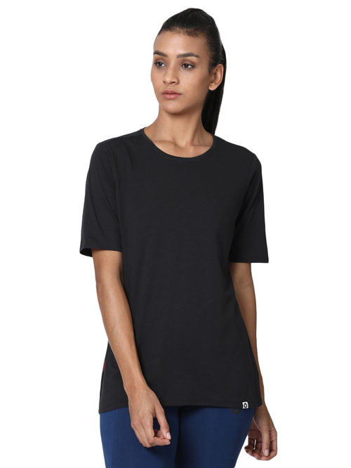 2GO Black Round Neck Yoga T-Shirt Price in India