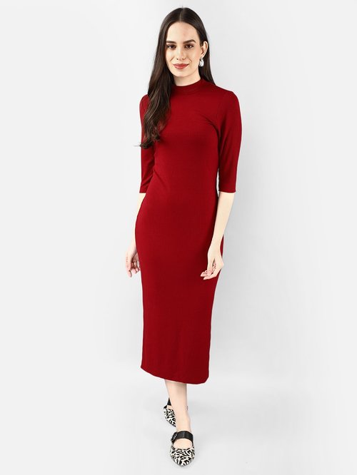 Cover Story Red Textured Dress Price in India