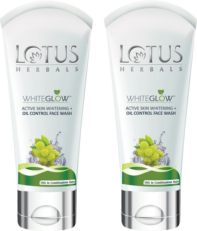 LOTUS HERBALS Whiteglow Active Skin Whitening + Oil Control Facewash(Pack Of 2) Face Wash Price in India