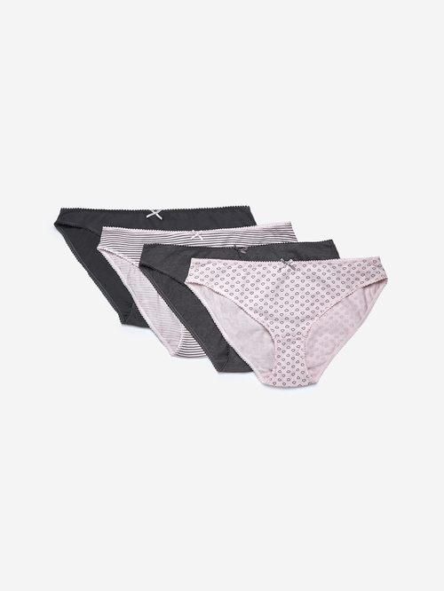 Wunderlove by Westside Grey Bikini Briefs Pack Of Four Price in India