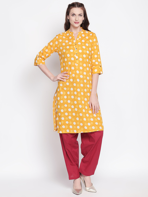 Rangmanch by Pantaloons Yellow Printed Kurta Price in India