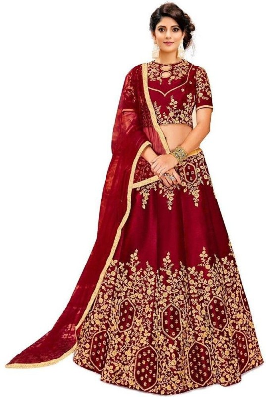 Embroidered Semi Stitched Lehenga Choli Price in India