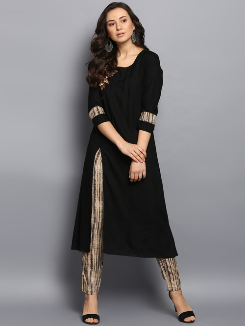 PARIS GREEN LONG KURTA PANT SET  Designer Clothing for Women  Block  Printed  Designer Ethnic Wear for Women 