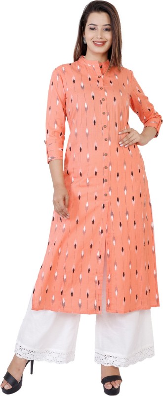 Women Printed Cotton Blend Straight Kurta Price in India