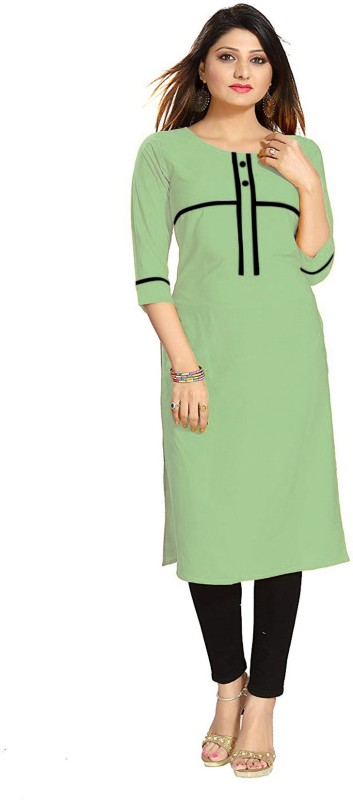 Women Solid Crepe Straight Kurta Price in India