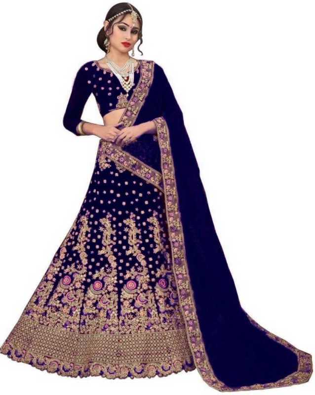 Embroidered Semi Stitched Lehenga Choli Price in India