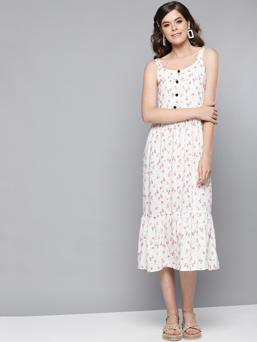 Street 9 Off White Printed Dress Price in India