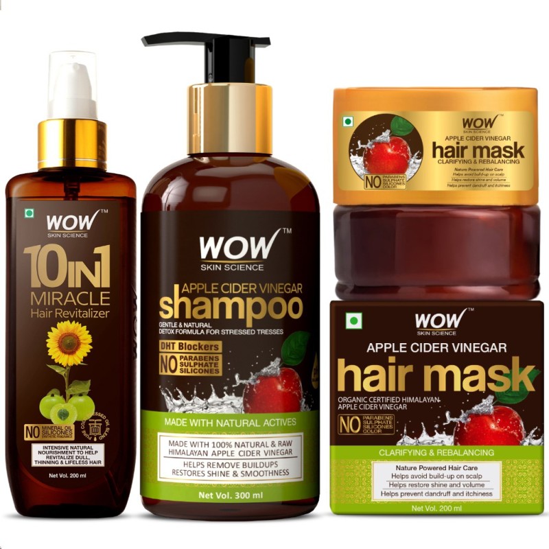 WOW Skin Science Clear Scalp & Hair Kit - (Anti-Dandruff - Apple Cider Vinegar Shampoo + Apple Cider Vinegar Hair Mask + Hair Revitalizer) 700mL Price in India, Full Specifications & Offers WOW Skin Science Clear Scalp & Hair Kit - (Anti-Dandruff - Apple Cider Vinegar Shampoo + Apple Cider Vinegar Hair Mask + Hair Revitalizer) 700mL Price in India, Full Specifications & Offers