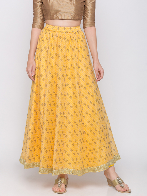 Globus Yellow Printed Skirt Price in India