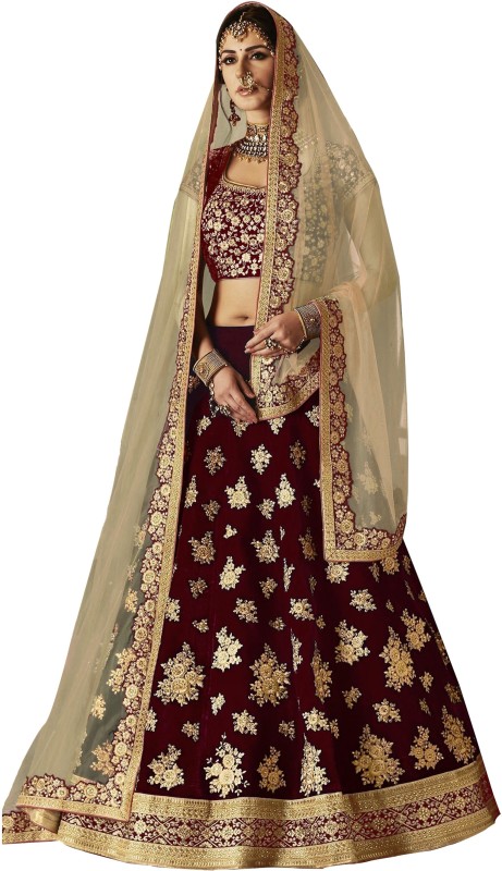 Embroidered Semi Stitched Lehenga Choli Price in India