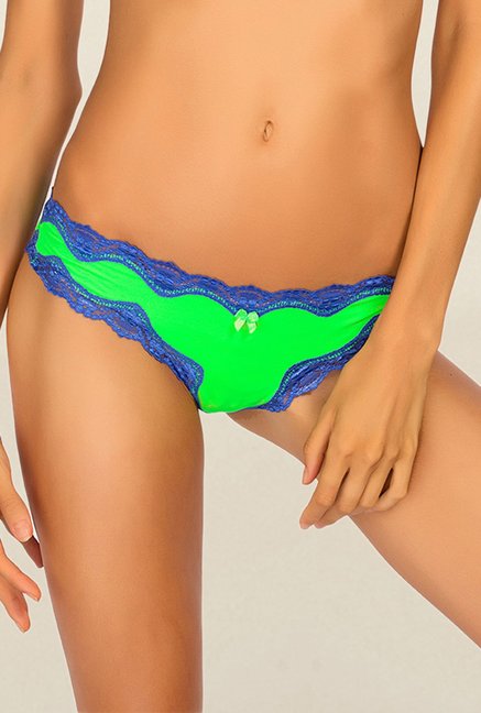Candyskin Green & Blue Lace Thong Panty Price in India