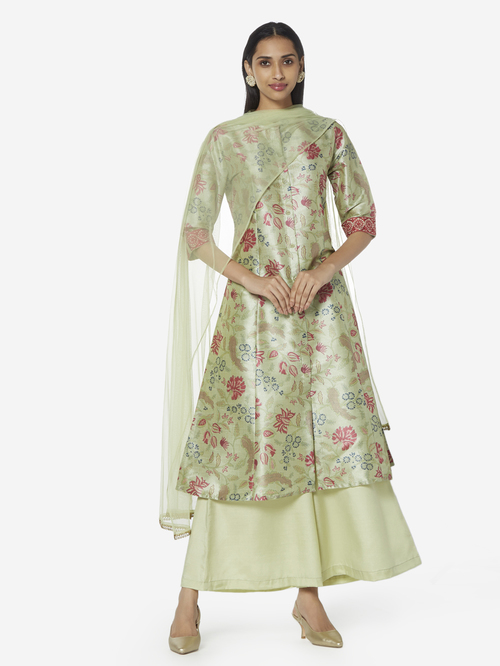 Vark by Westside Sea Green Kurta, Palazzos And Dupatta Price in India