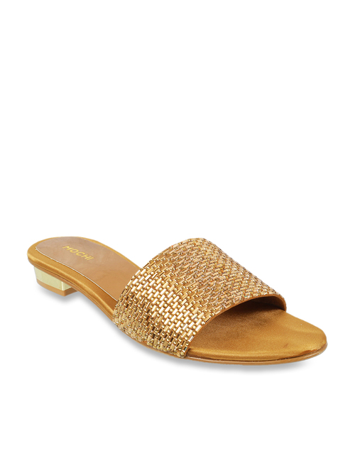 Mochi Antique Gold Ethnic Sandals Price in India