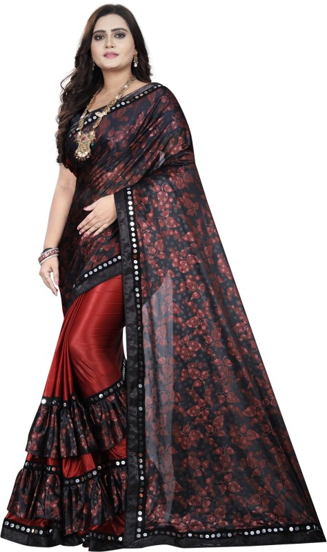 Floral Print Fashion Lycra Blend Saree Price in India