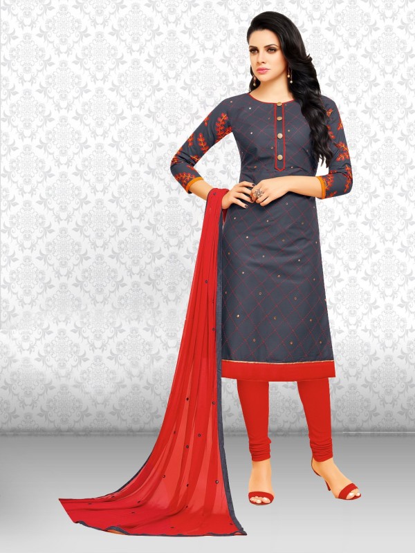 Divastri Cotton Self Design, Embroidered, Embellished Salwar Suit Material Price in India