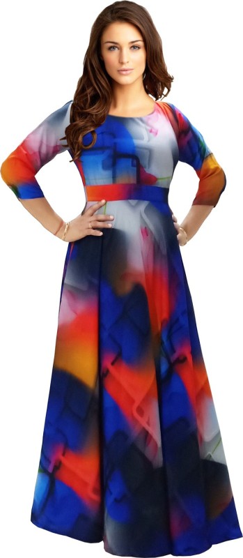 women fit and flare multicolor dress