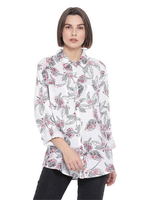 Oxolloxo White Printed Passion Stephany Shirt Price in India