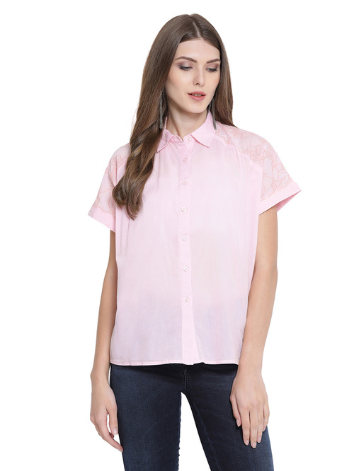 Oxolloxo Pink Bella Clay Woman Formal Shirt Price in India