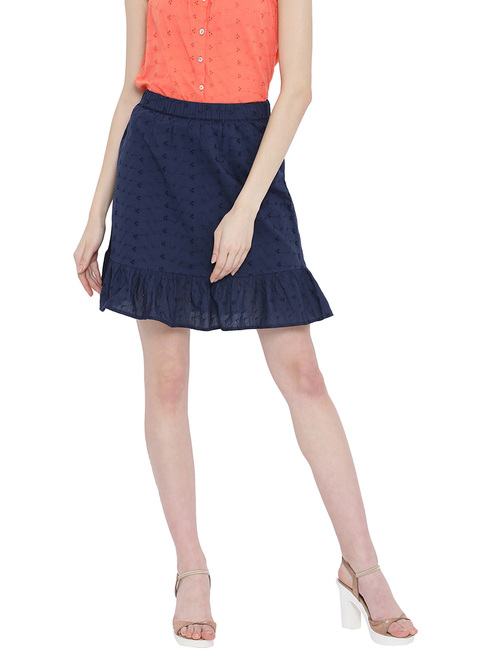 Oxolloxo Dotted Ocean Blue Skirt Price in India