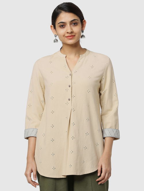 Naari Beige Embroidered Tunic Price in India