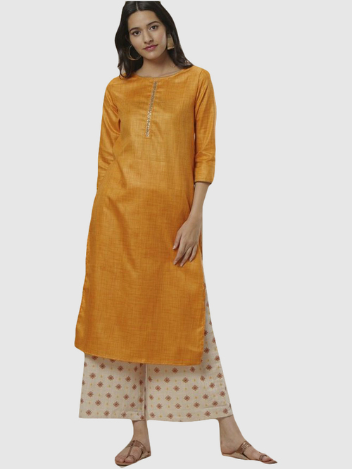 Imara Mustard Straight Kurta Price in India