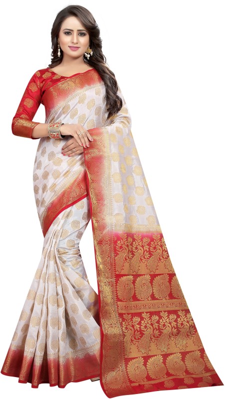 Self Design Banarasi Cotton Silk Saree Price in India
