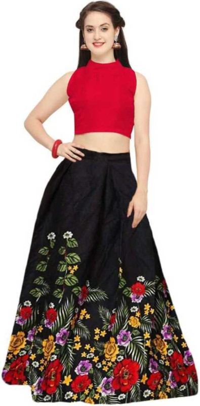 Floral Print Semi Stitched Lehenga & Crop Top Price in India