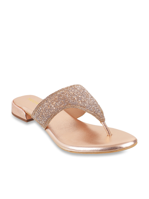 Mochi Rose Gold Thong Sandals Price in India