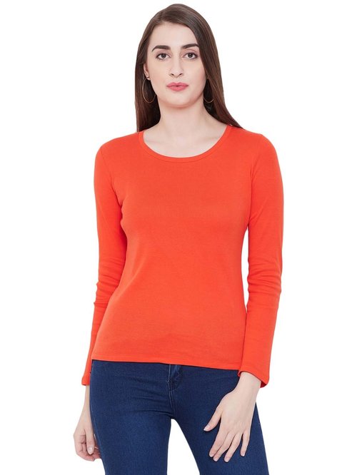 MADAME Orange Regular Fit Top Price in India