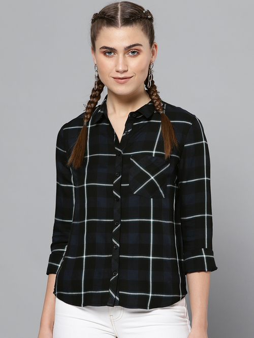 Street 9 Black Checks Shirt Price in India