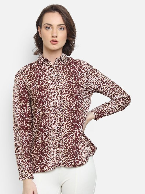 Cover Story Maroon Printed Shirt Price in India