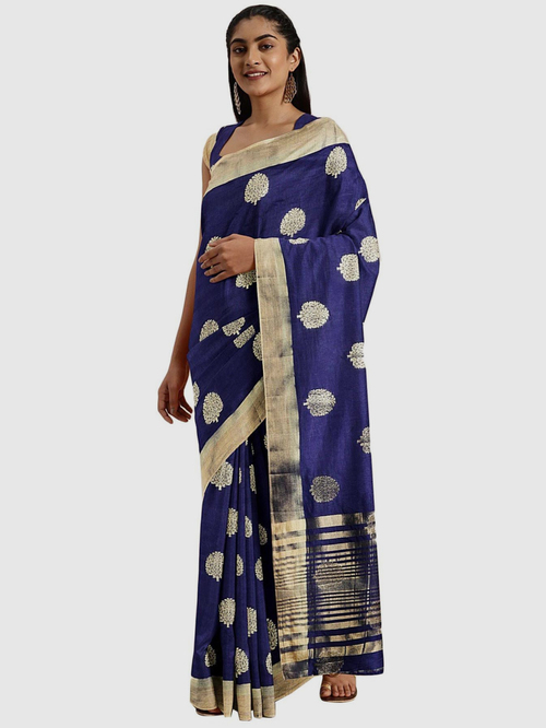 Soch Royal Blue Woven Sarees With Blouse Price in India