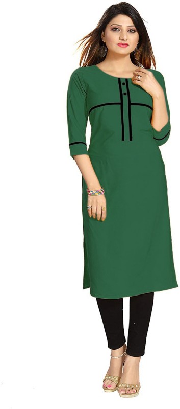 Women Solid Crepe Straight Kurta Price in India