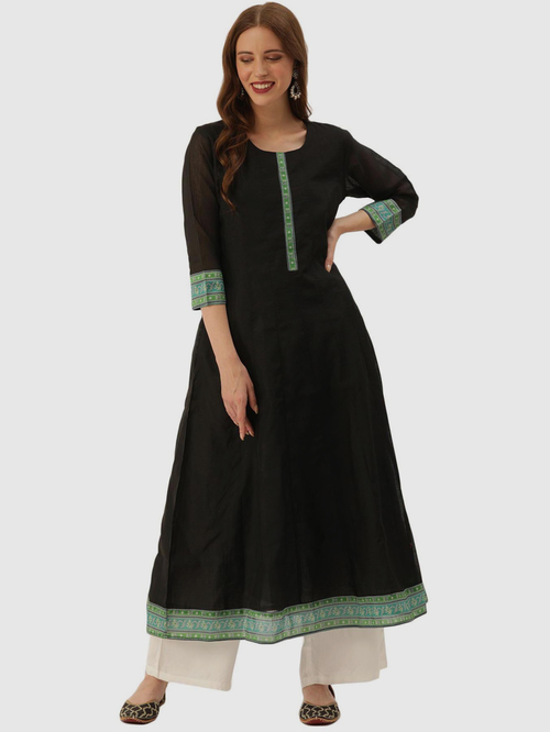 Soch Black Printed A Line Kurta Price in India